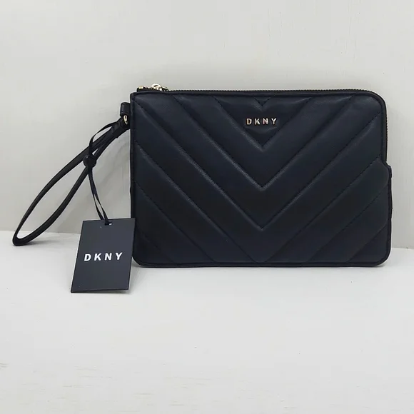 DKNY Black Quilted Clutch - Picture 1 of 11